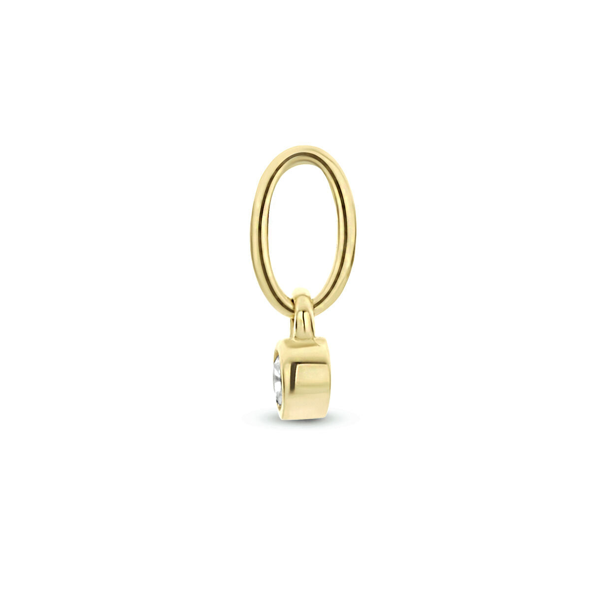 pendentif rond zircone or jaune 14K