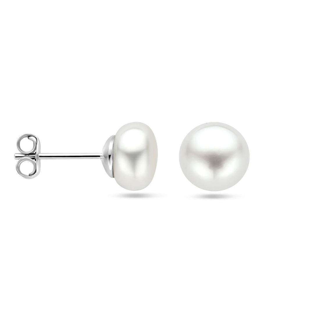 oorknoppen parel zilver gerhodineerd