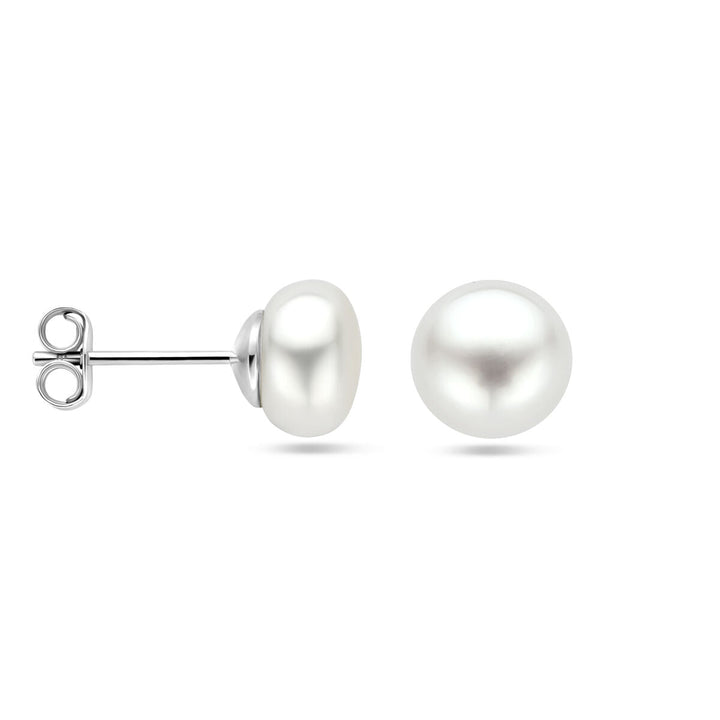 oorknoppen parel zilver gerhodineerd