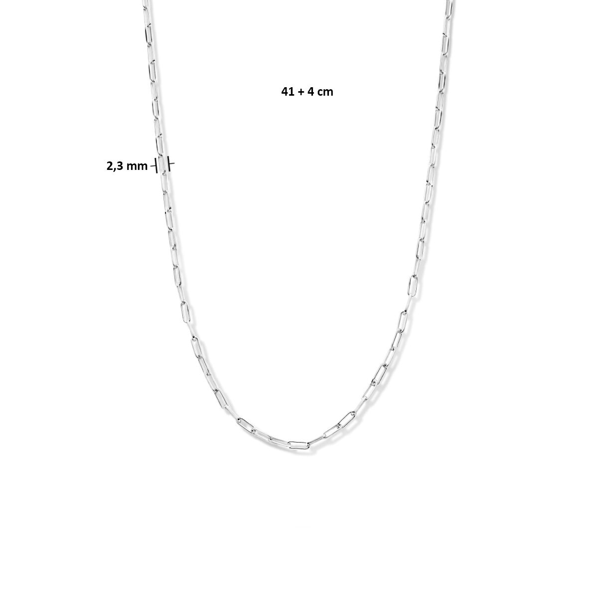 Collier en argent pour femme paperclip tube carré rhodié