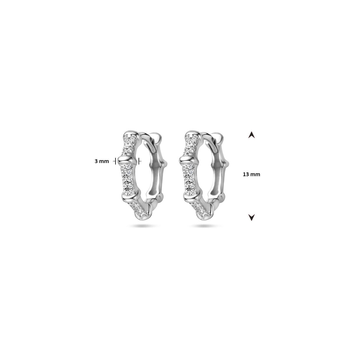 créoles zircone 13 mm argent rhodié