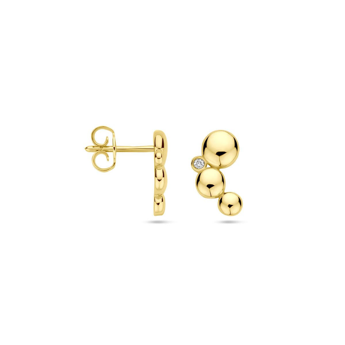 puces d'oreilles diamant 0.02ct (2x 0.01ct) h si 11,5 mm or jaune 14K
