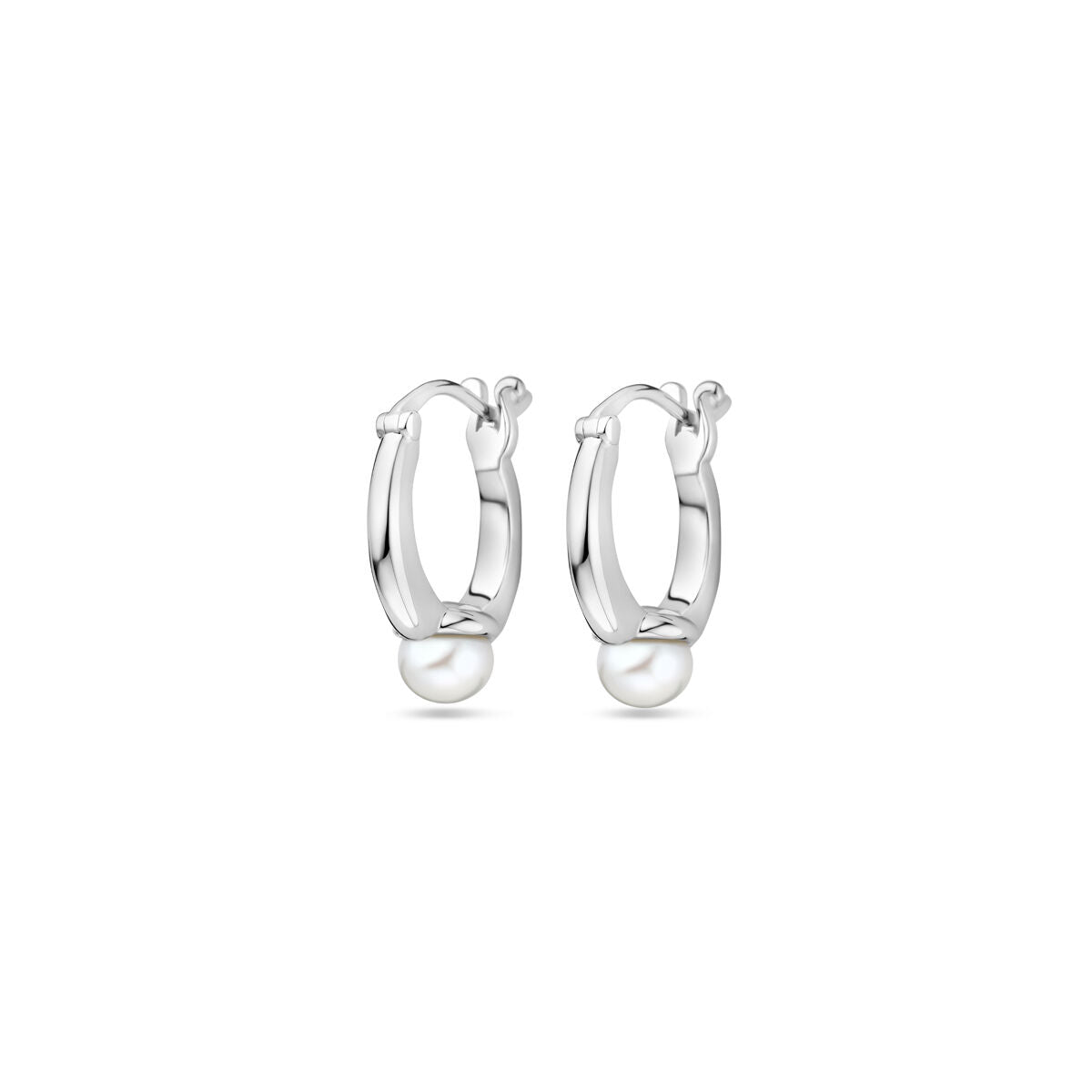 Boucles d'oreilles en argent rhodié avec perles blanches de 20 mm.