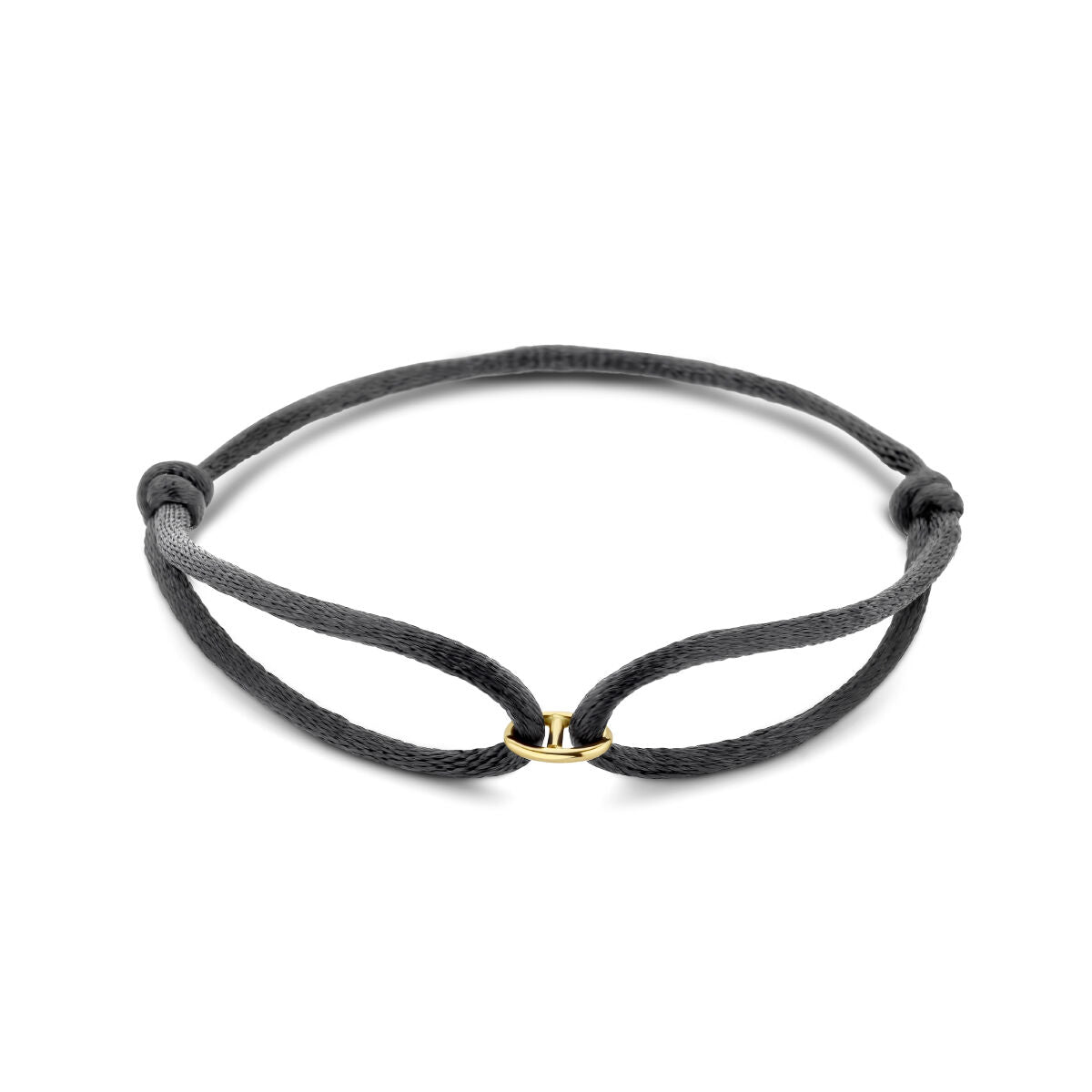 Bracelet en satin doré 14K avec éléments en caoutchouc et nylon.