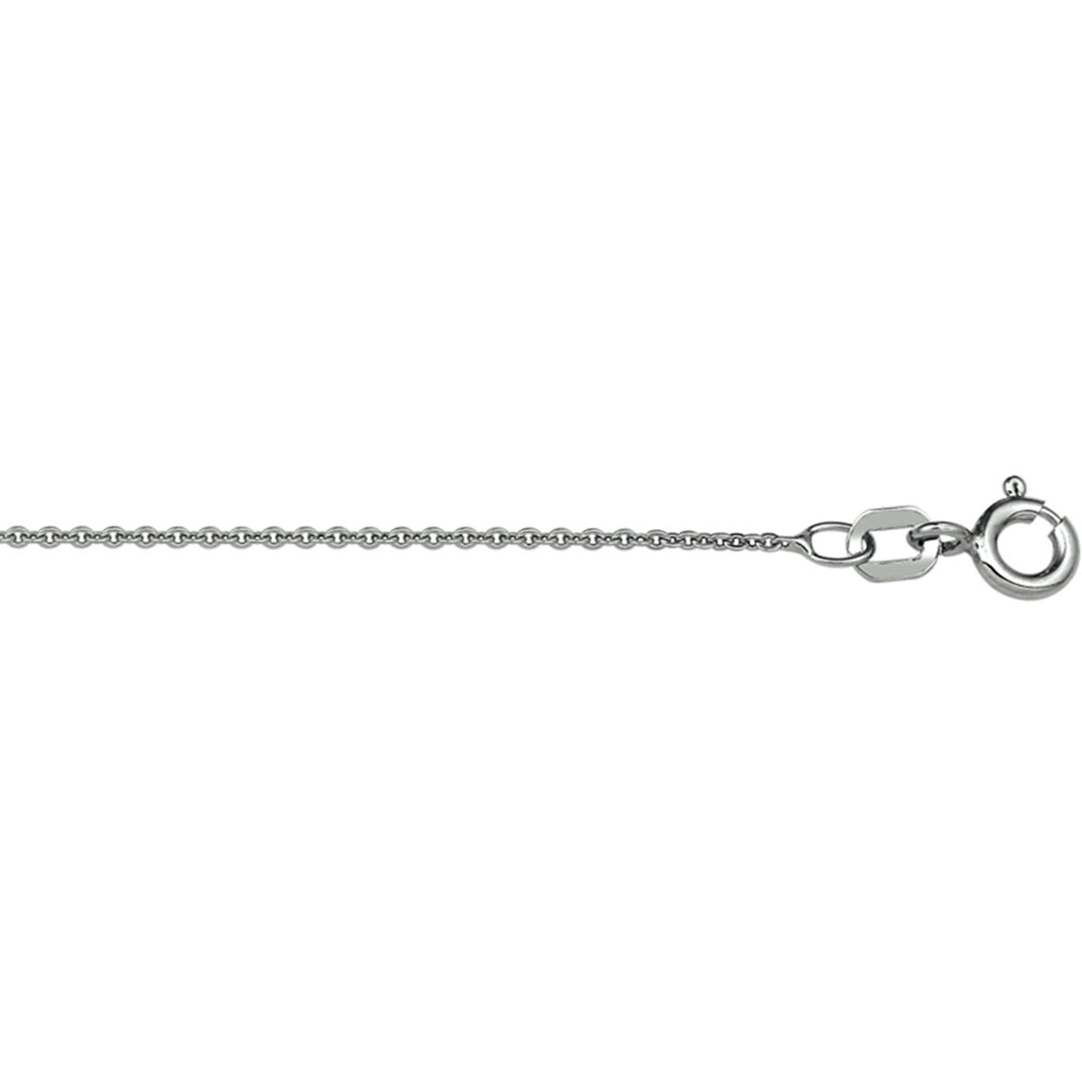Collier en argent rhodié avec maillons plats de 1,2 mm, longueur de 41 + 4 cm.