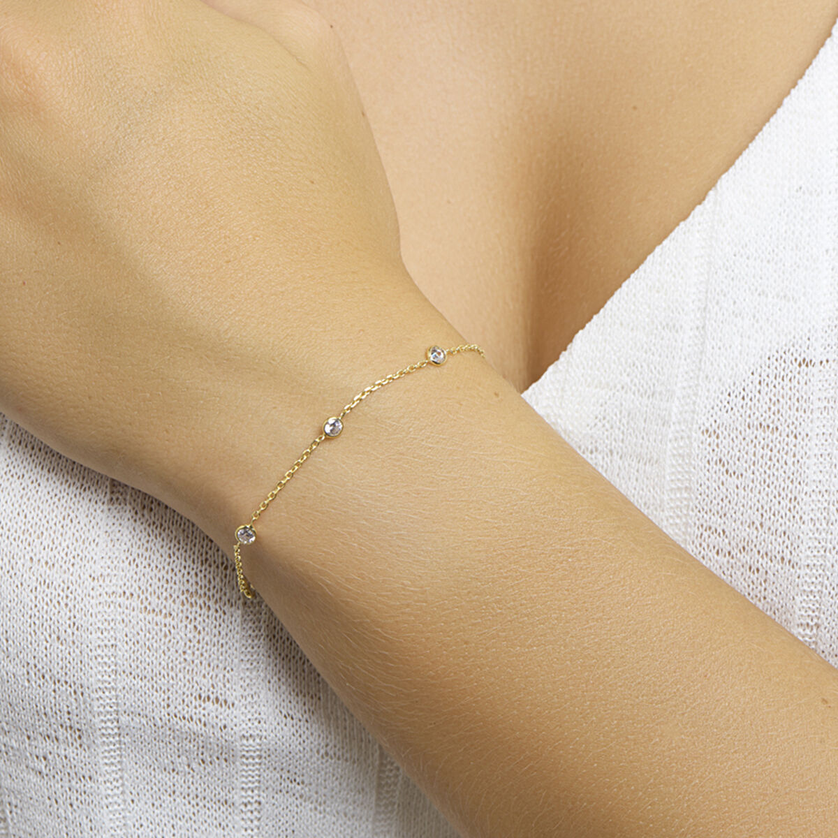 Bracelet en argent plaqué or avec zircone – argent 925