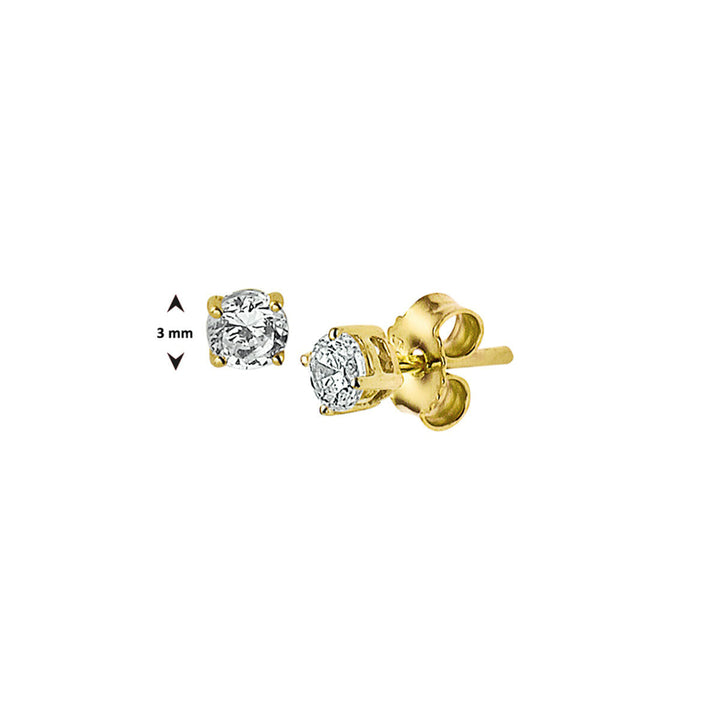 puces d'oreilles zircone 14K or jaune