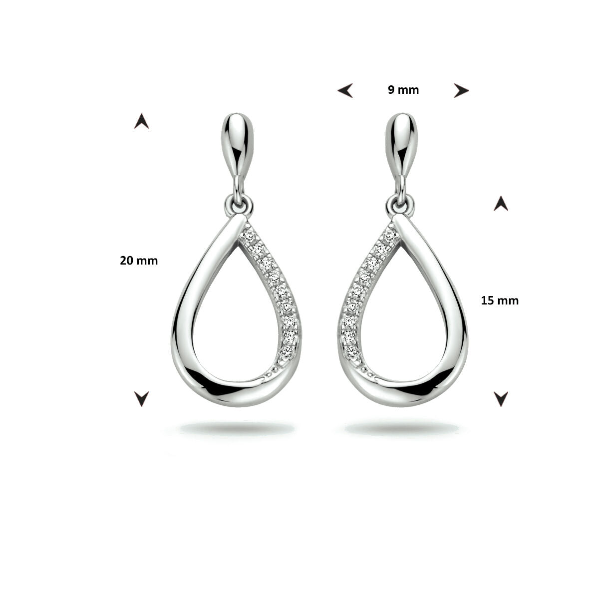 boucles d'oreilles goutte zircone argent rhodié