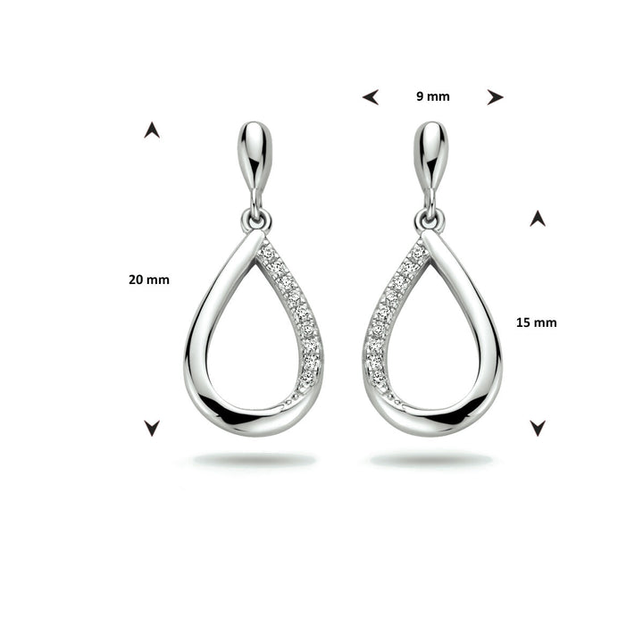 oorhangers druppel zirkonia zilver gerhodineerd