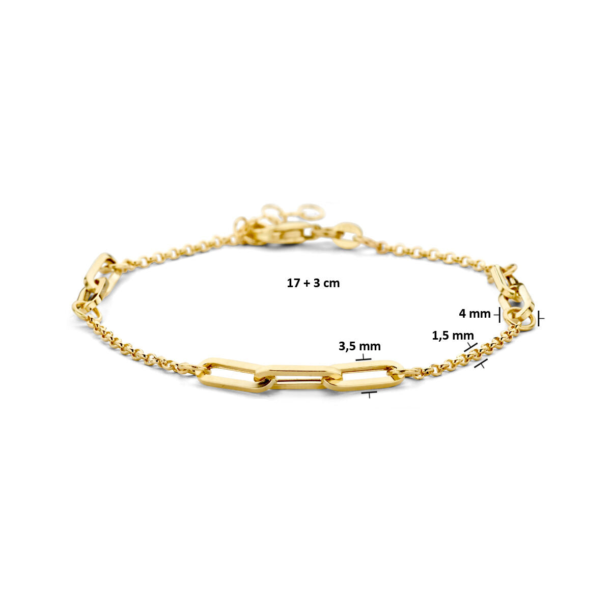 Bracelet en or pour femme jasseron et paperclip 14K