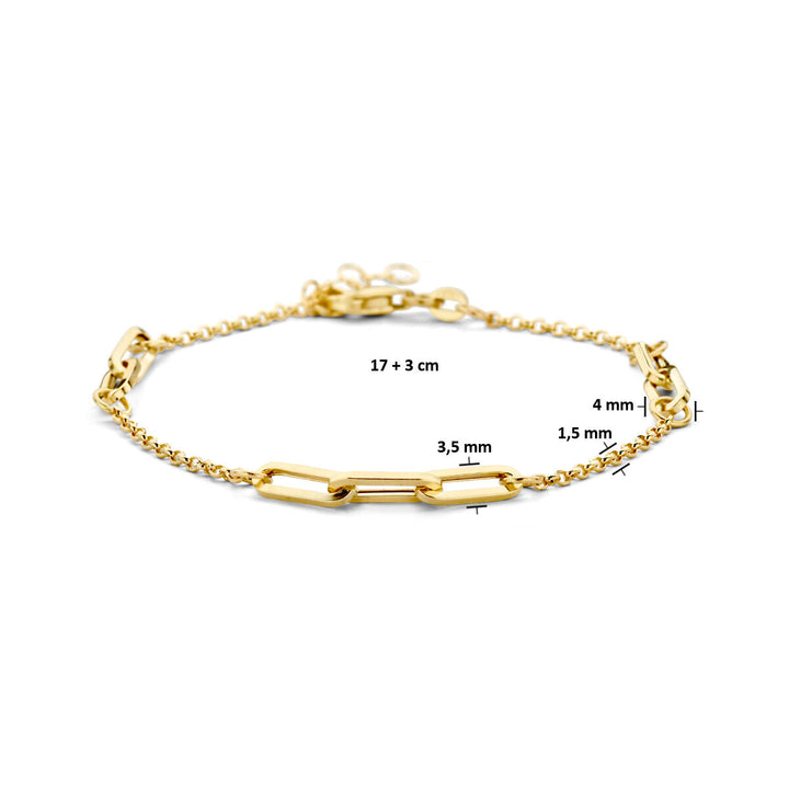 Gouden armband dames jasseron en paperclip 14K
