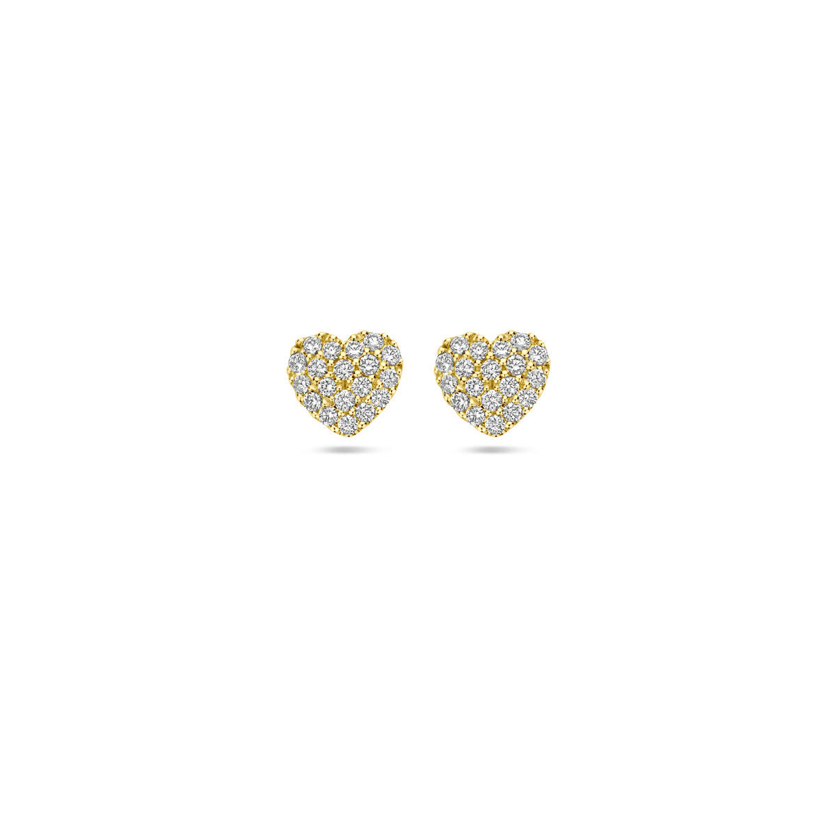 puces d'oreilles cœur diamant 0.18ct (2x 0.09ct) h si 5,5 mm or jaune 14K