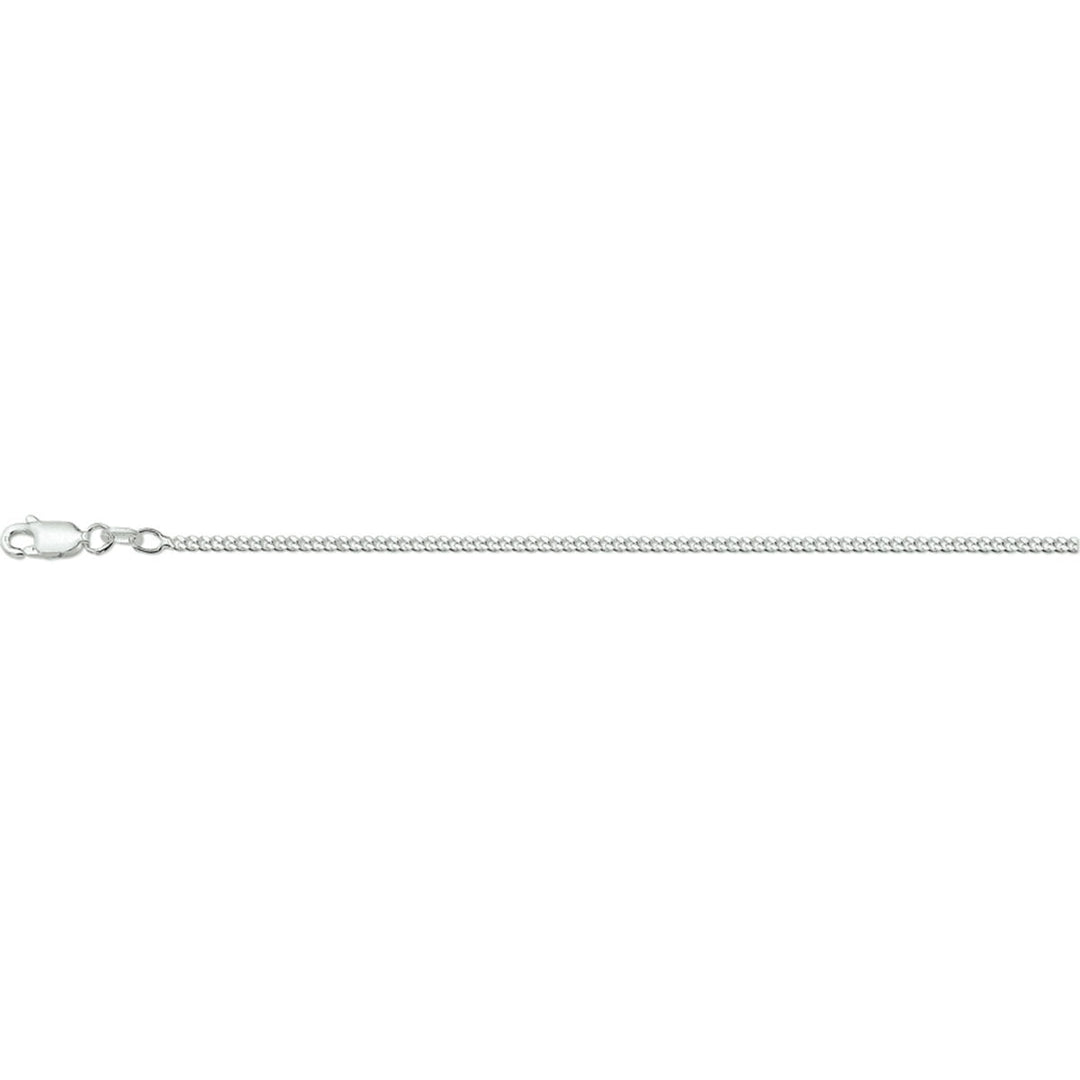 Collier gourmette en argent blanc, 4 côtés taillés, d'une épaisseur de 2,1 mm.