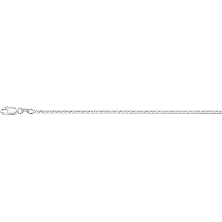 Collier gourmette en argent blanc, 4 côtés taillés, d'une épaisseur de 2,1 mm.