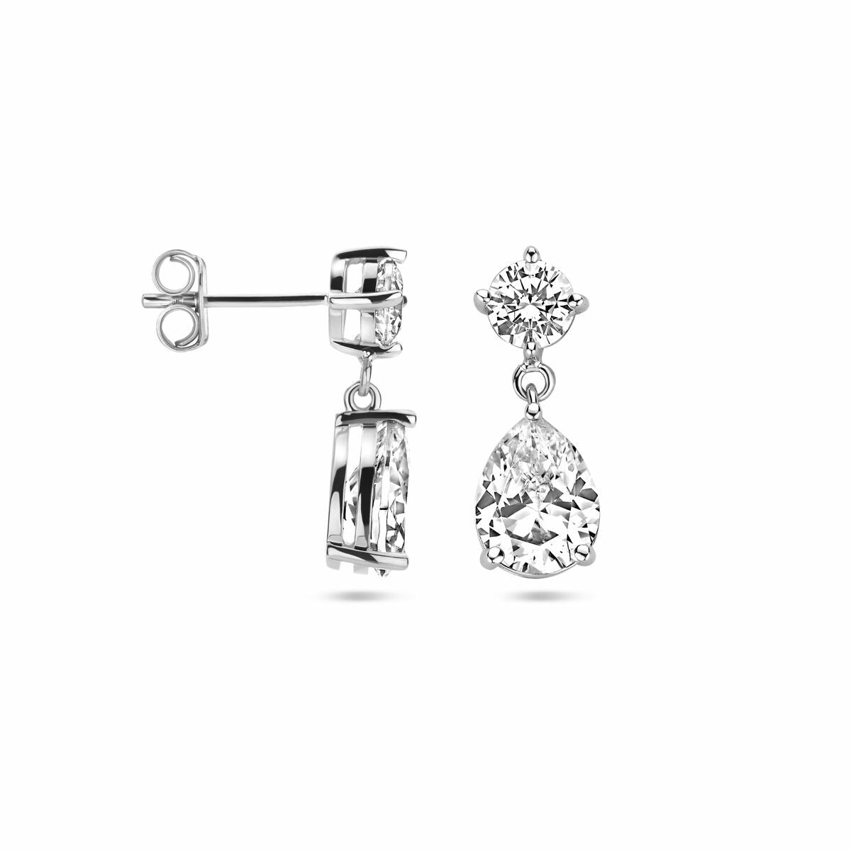 boucles d'oreilles zircone 20 mm argent rhodié
