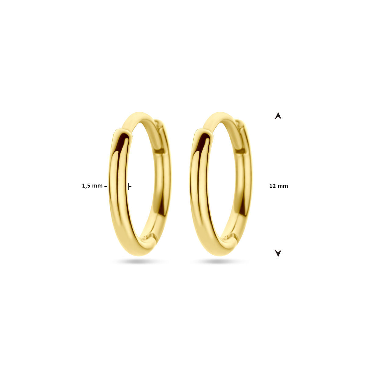 créoles 1,5 mm tube rond or jaune 14K