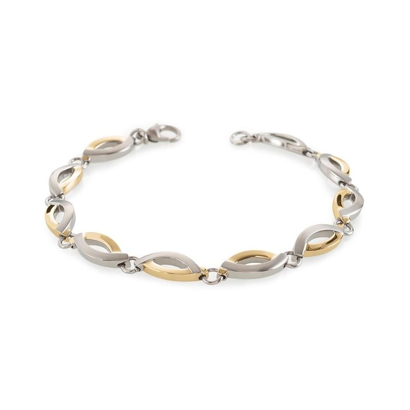 Bracelet en titane bicolore avec des maillons en argent et or.