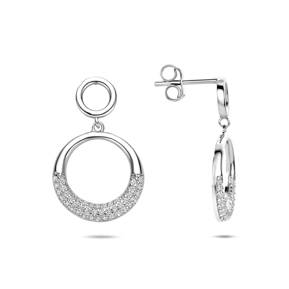 Boucles d'oreilles en argent avec zircone – rhodié argent 925