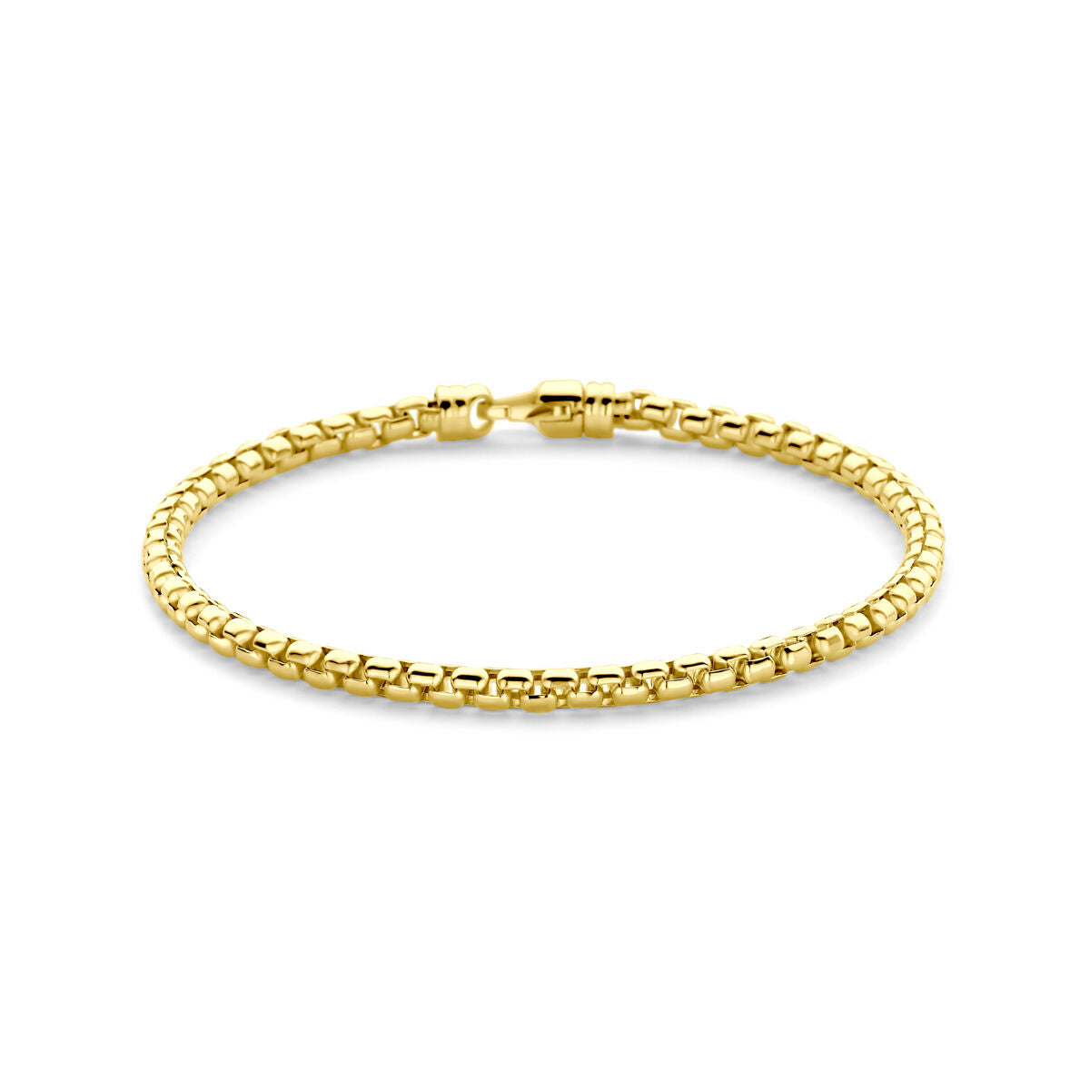 Bracelet vénitien en or jaune 14 carats, 3,5 mm de large et 19 cm de long.