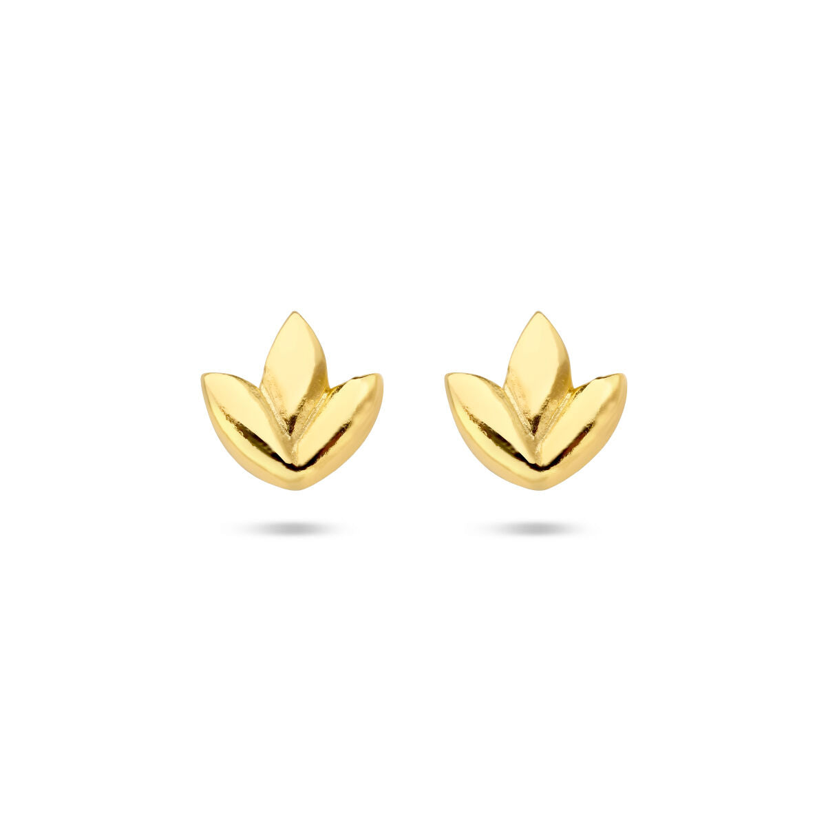 Boucles d'oreilles en forme de feuille en argent doré jaune.