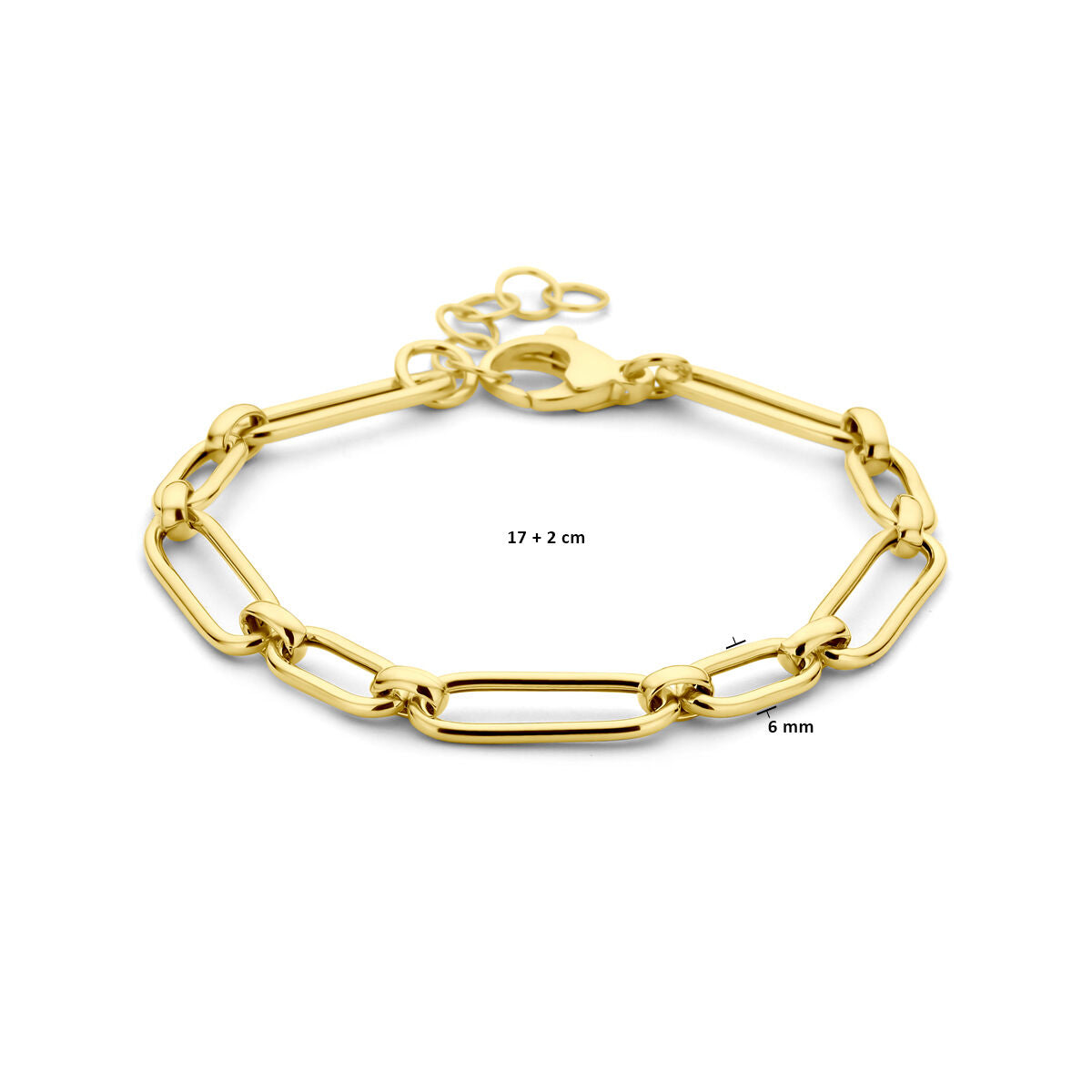 bracelet 6,0 mm 17 + 2 cm 3 microns argent plaqué or (jaune)