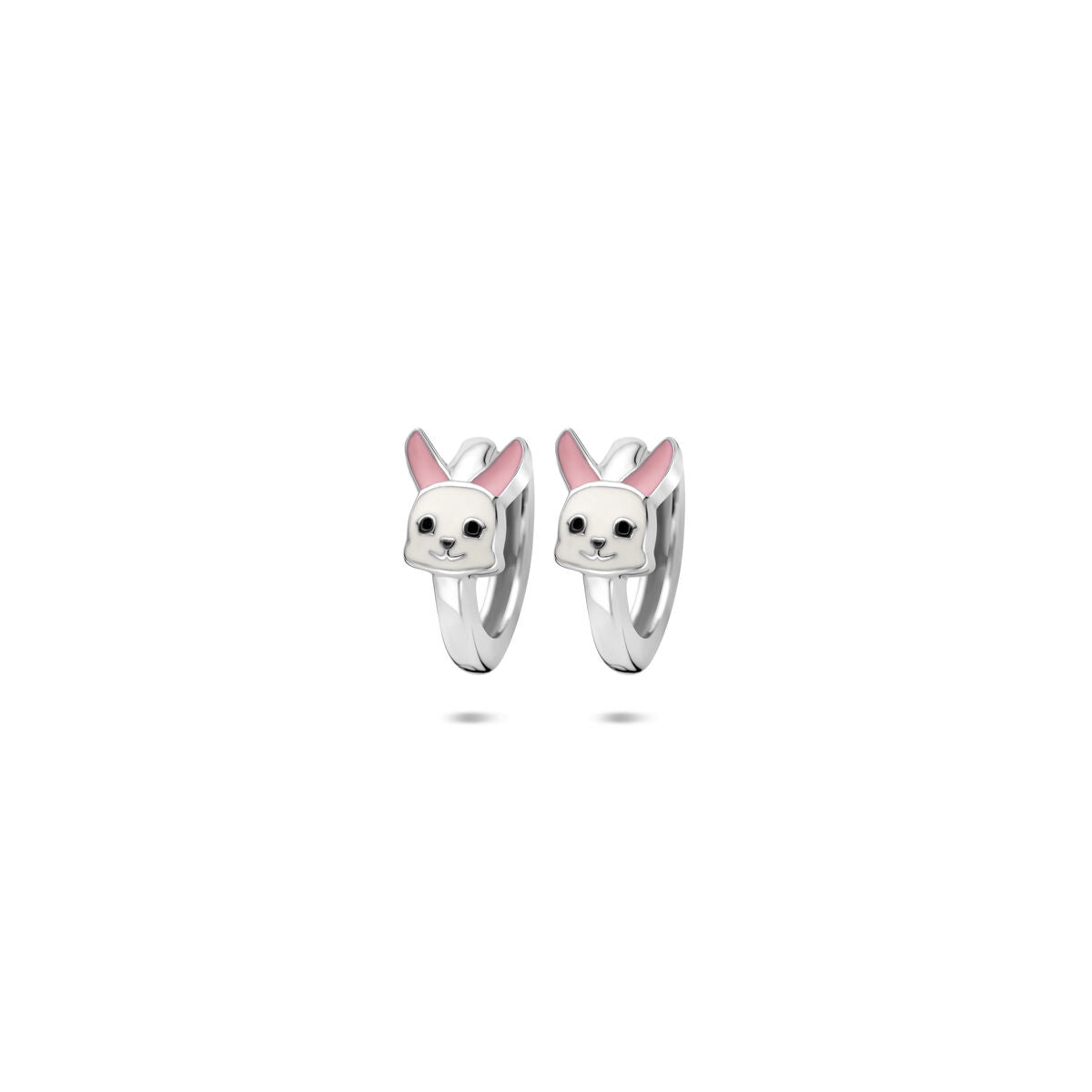 Boucles d'oreilles en argent avec émail, en forme de lapin, mesurant 10 x 6 mm.