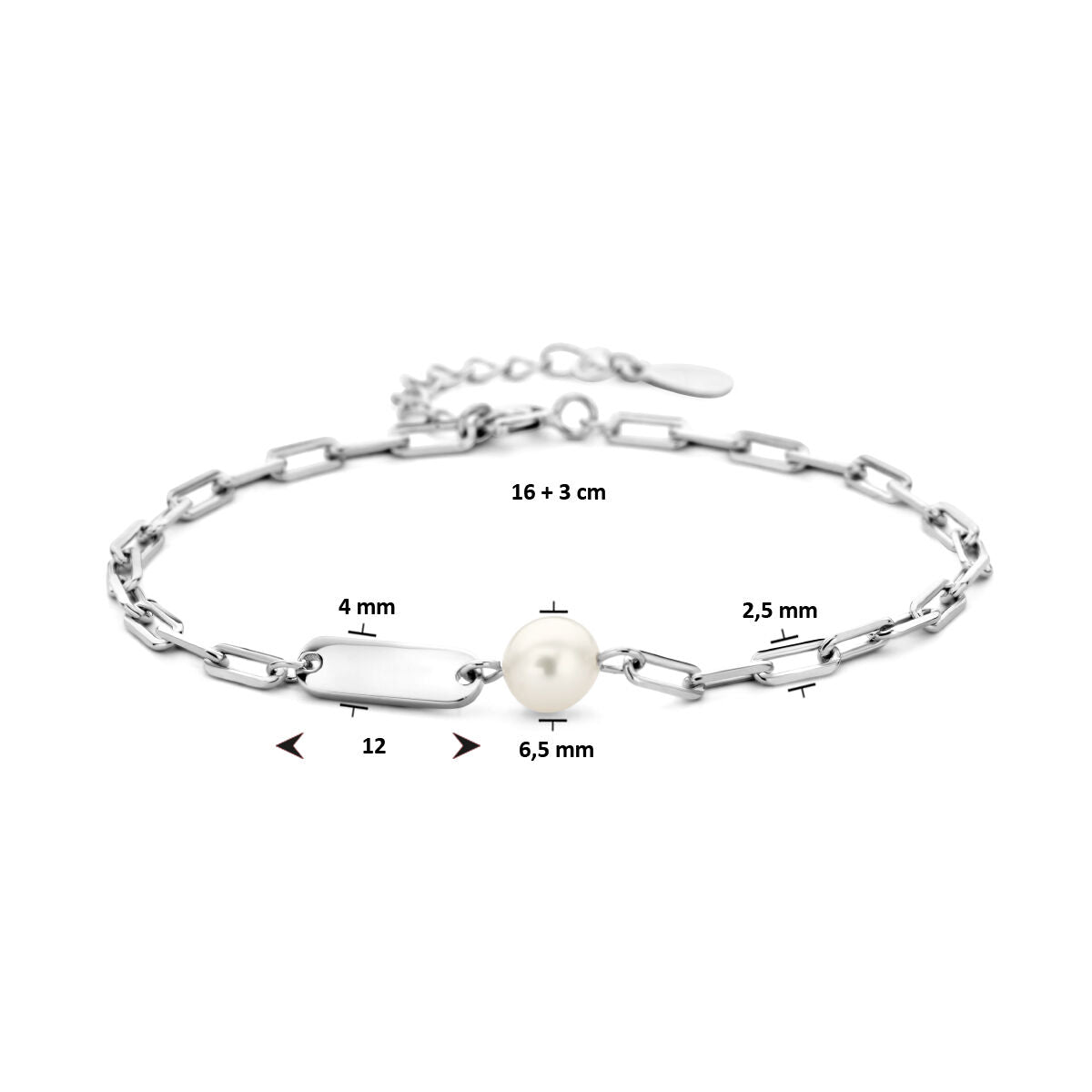 bracelet gravé perle plaque 4,0 mm argent rhodié