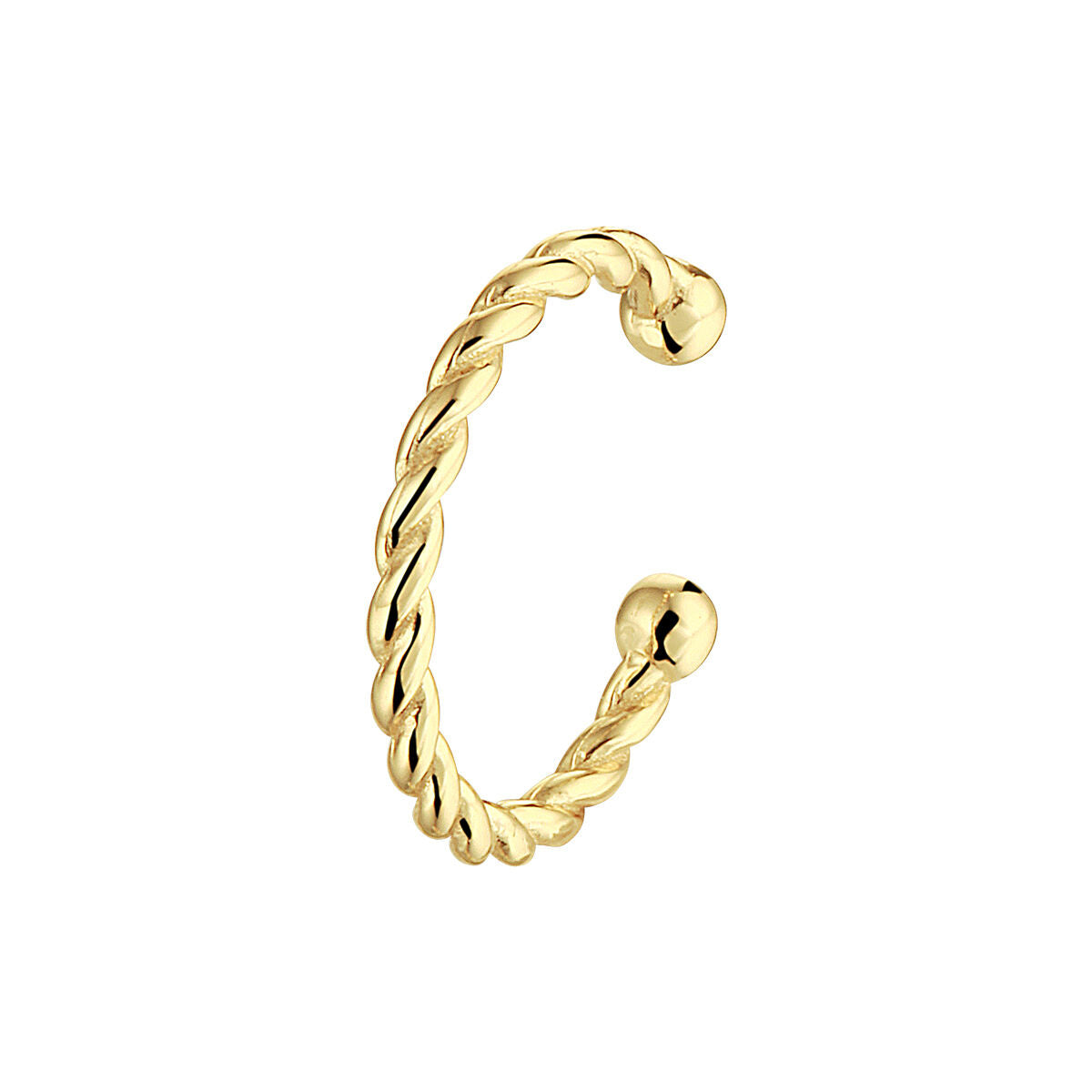 Boucle d'oreille torsadée en argent doré jaune.