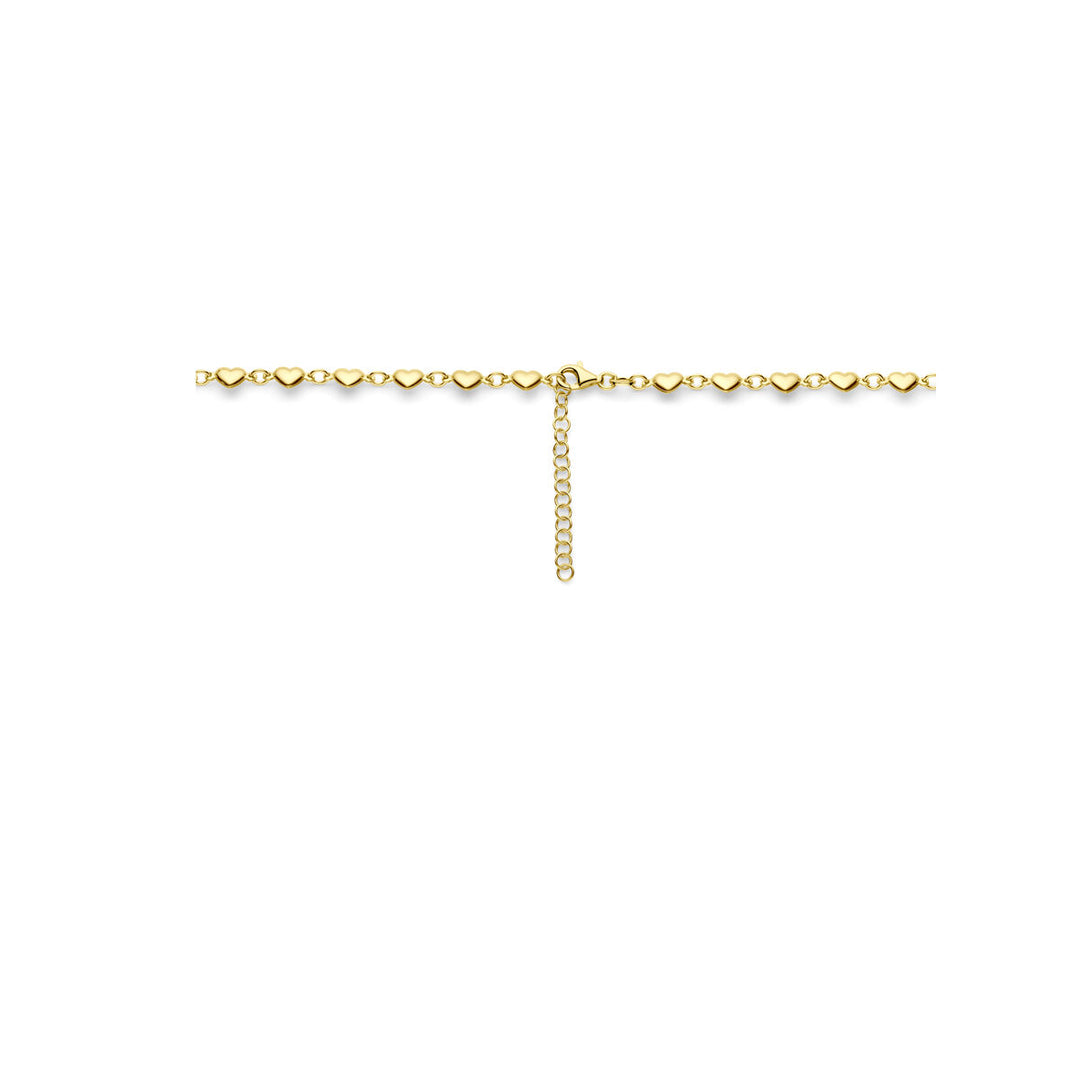 collier hartjes 41 + 4 cm 3 micron zilver verguld (geel)