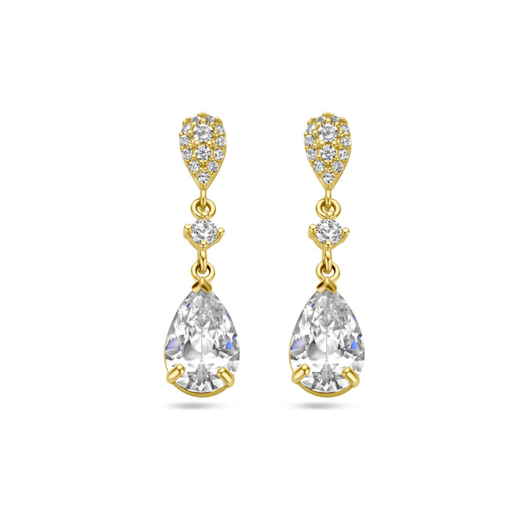 oorhangers zirkonia 14K geelgoud