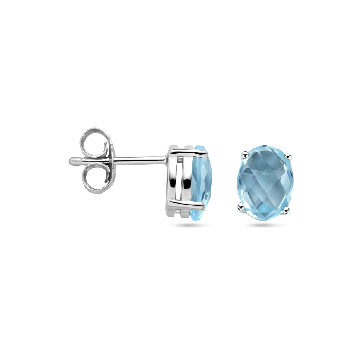 puces d'oreilles topaze bleue argent rhodié