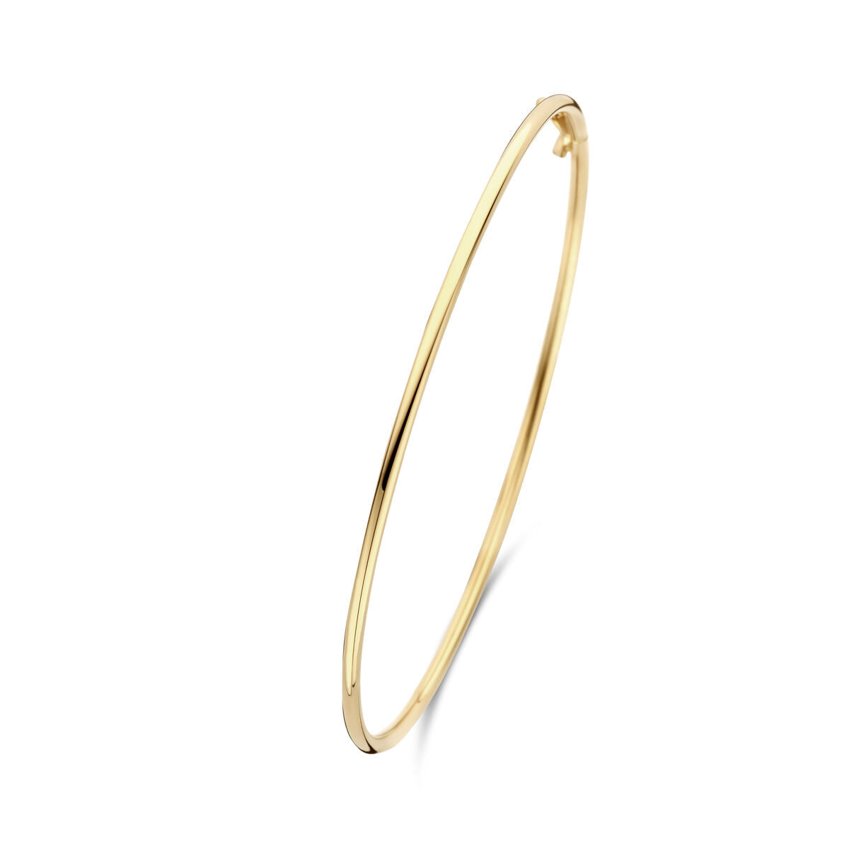 Bracelet jonc en or jaune 14K, forme ronde, diamètre de 60 mm et épaisseur de 1,8 mm.