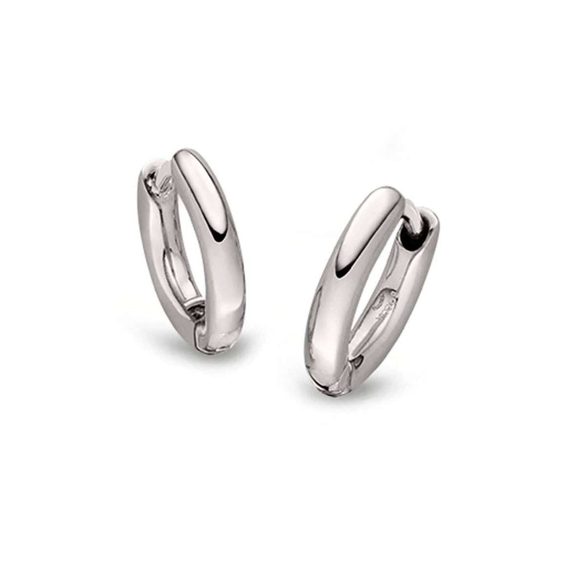 Boucles d'oreilles en titane argenté, de forme ronde et lisse, avec un fermoir discret.