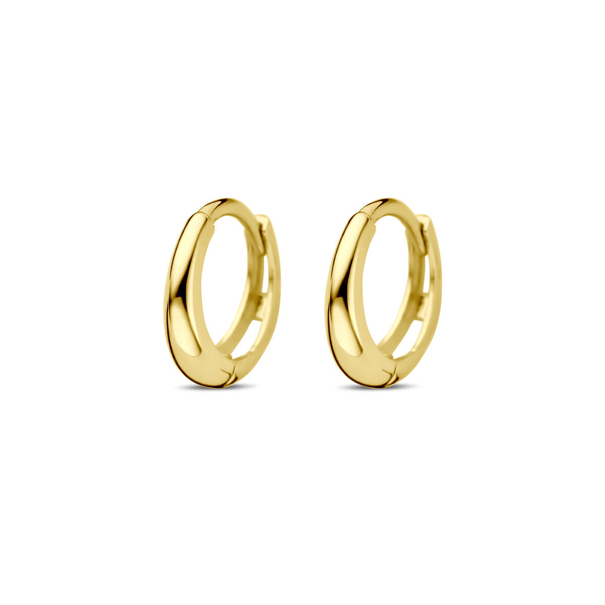 Boucles d'oreilles en or jaune 14K, de forme ronde, d'un diamètre de 10 mm.