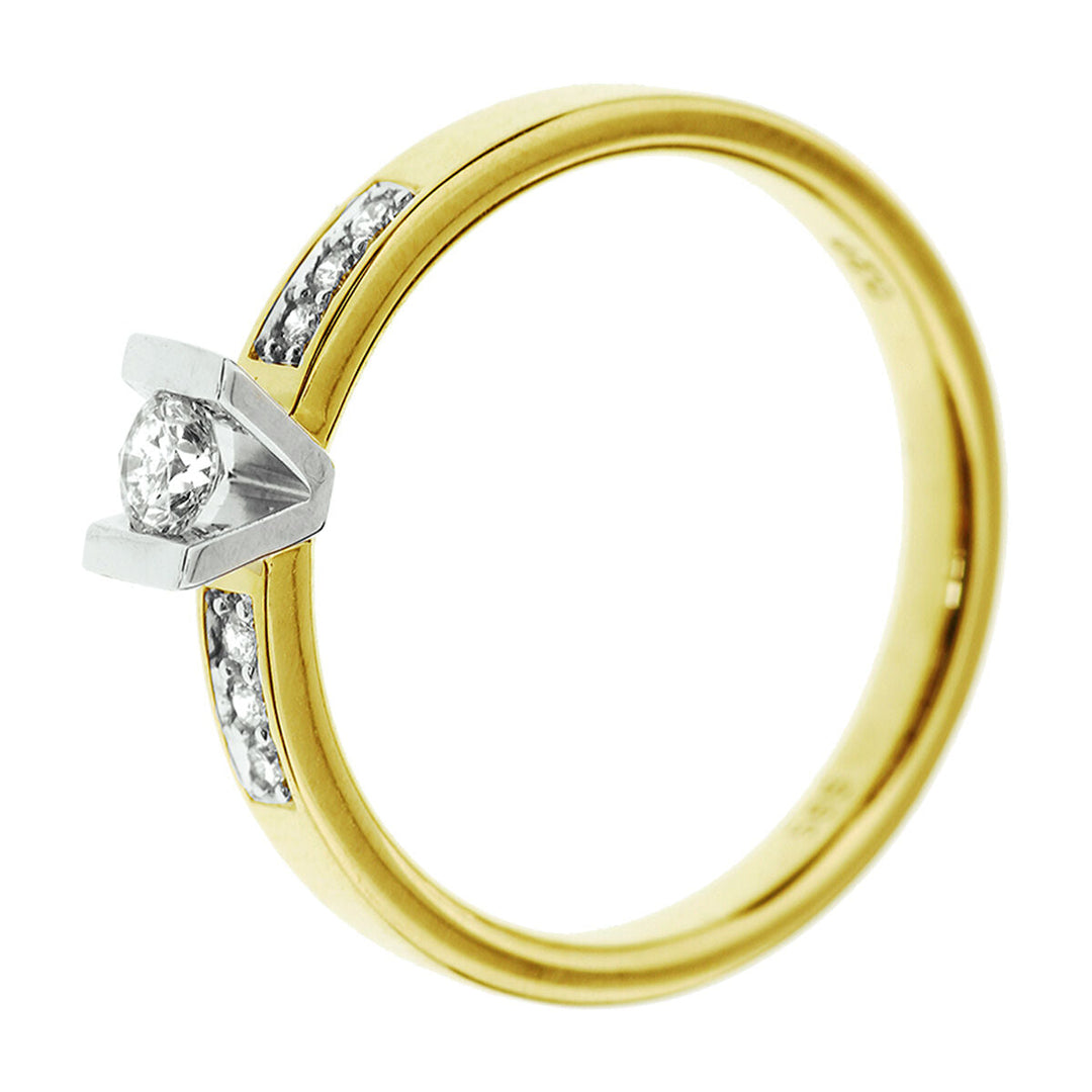 ring diamant 0.20ct h si 14K bicolor goud geel/wit