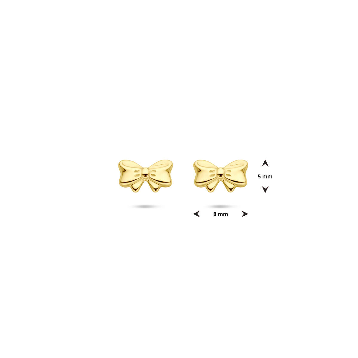 puces d'oreilles nœud 5 mm or jaune 14K