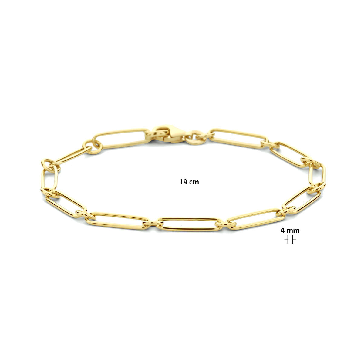 Bracelet en or pour femme paperclip tube plat 14K