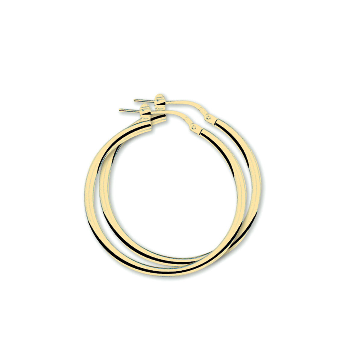 Ronde oorringen van 2,5 mm in 1 micron geel verguld zilver met een gladde afwerking.