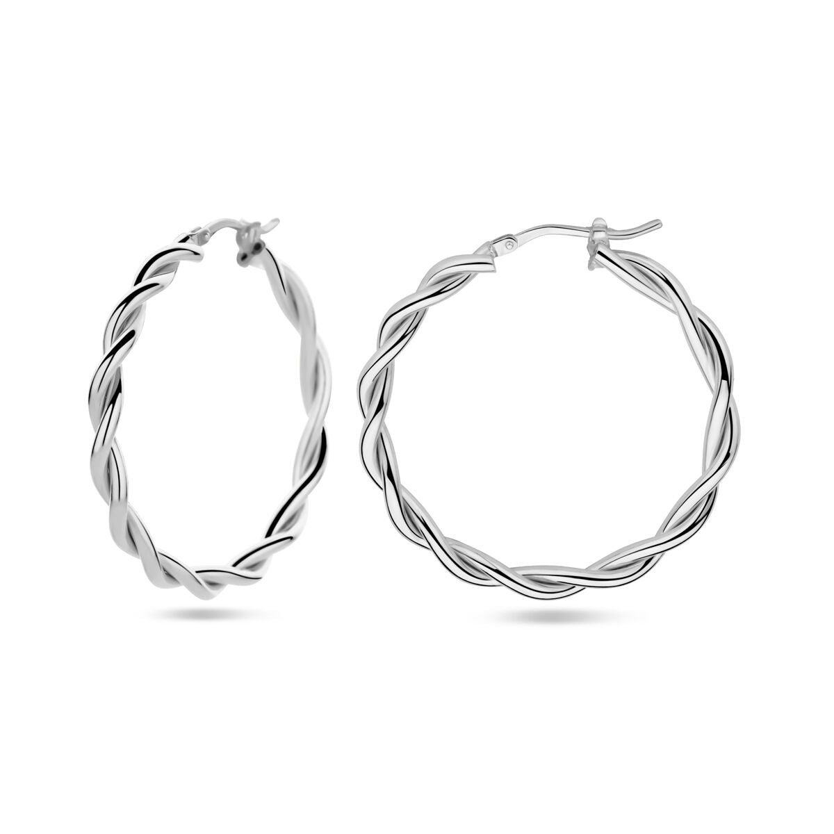 créoles 3,5 mm tube torsadé argent rhodié