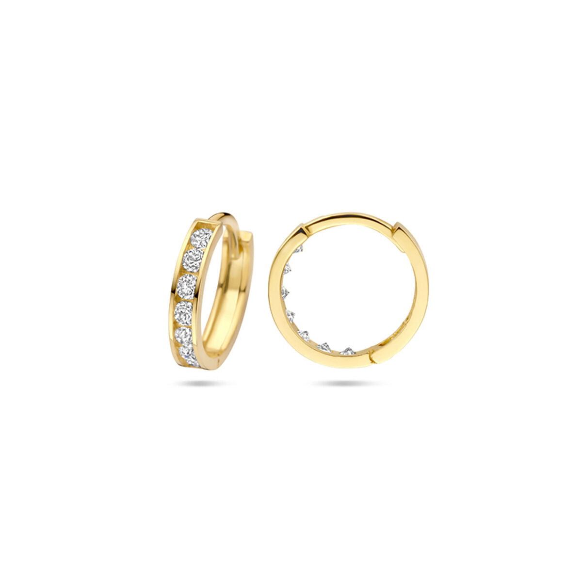 Créoles en or jaune 14k avec rangée de zircones