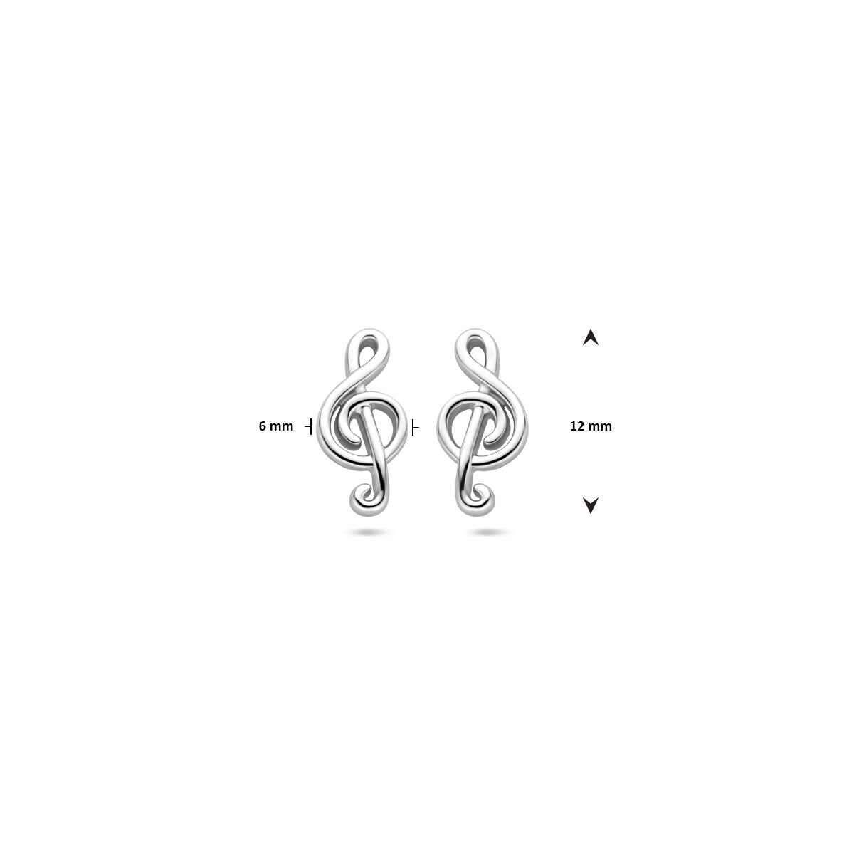 puces d'oreilles note de musique 12 mm argent rhodié