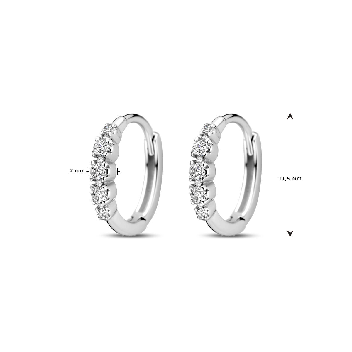 créoles zircone 11,5 mm argent rhodié