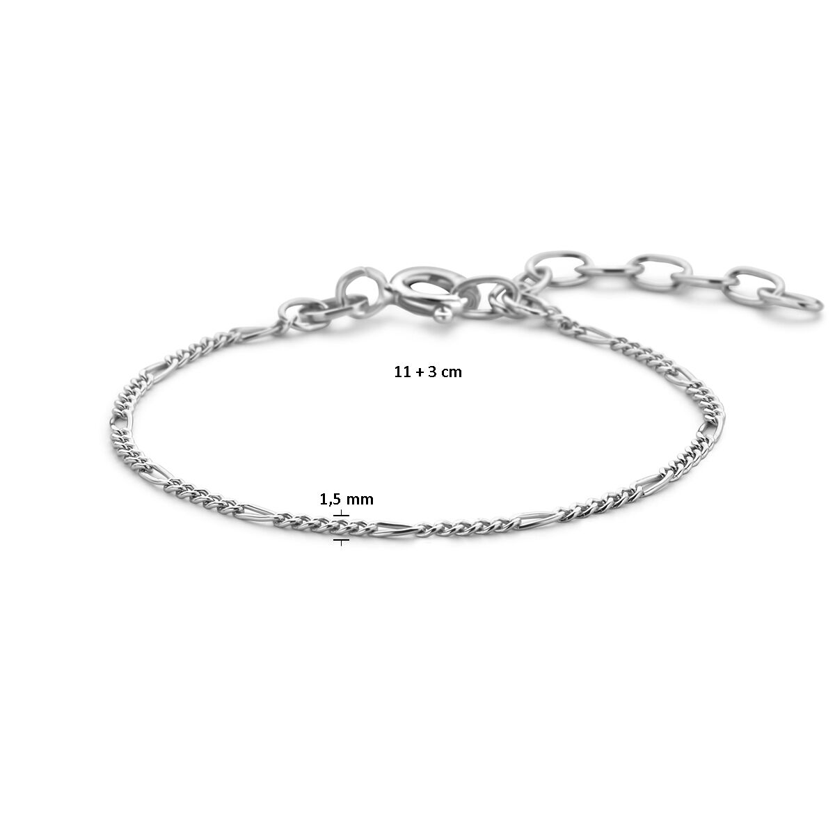 bracelet figaro 1,5 mm (longueur enfant) argent rhodié