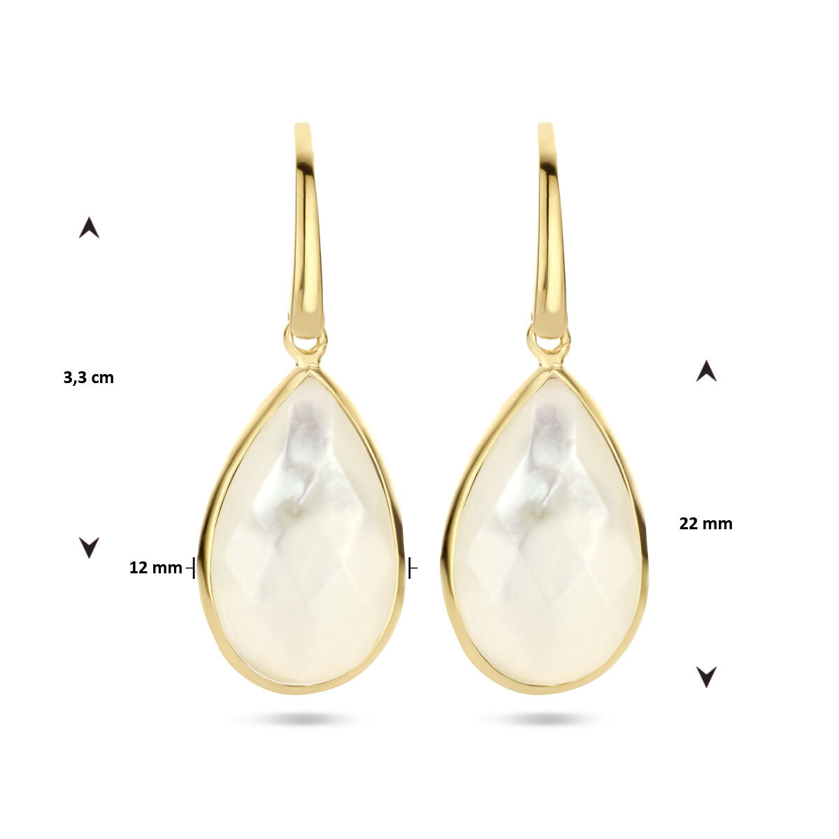 boucles d'oreilles en nacre à crochets français en argent plaqué or (jaune)