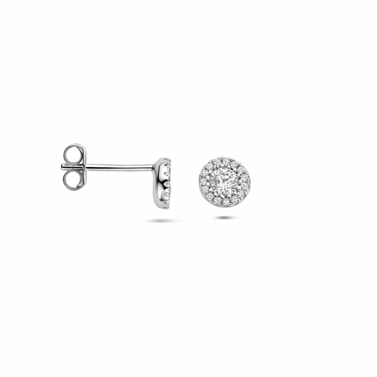 Puces d'oreilles en argent avec zircone - style entourage 6 mm