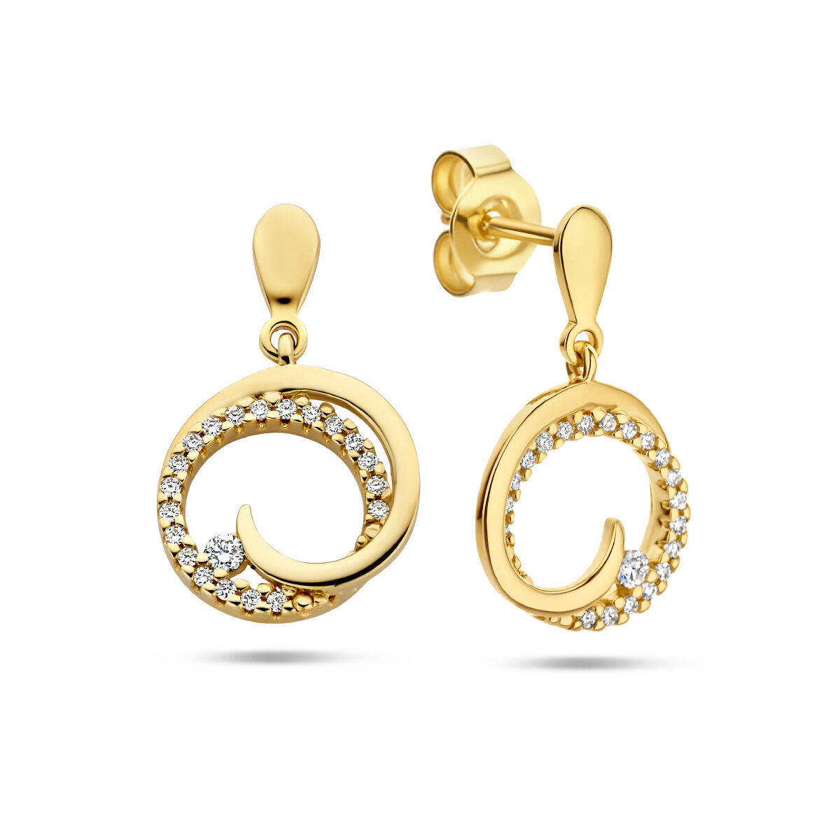 boucles d'oreilles rond diamant 0.14ct (2x0.07ct) h si or jaune 14K