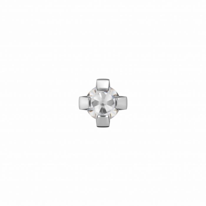 Boucles d'oreilles en acier avec pierre blanche de 2,0 mm en forme de chaton.