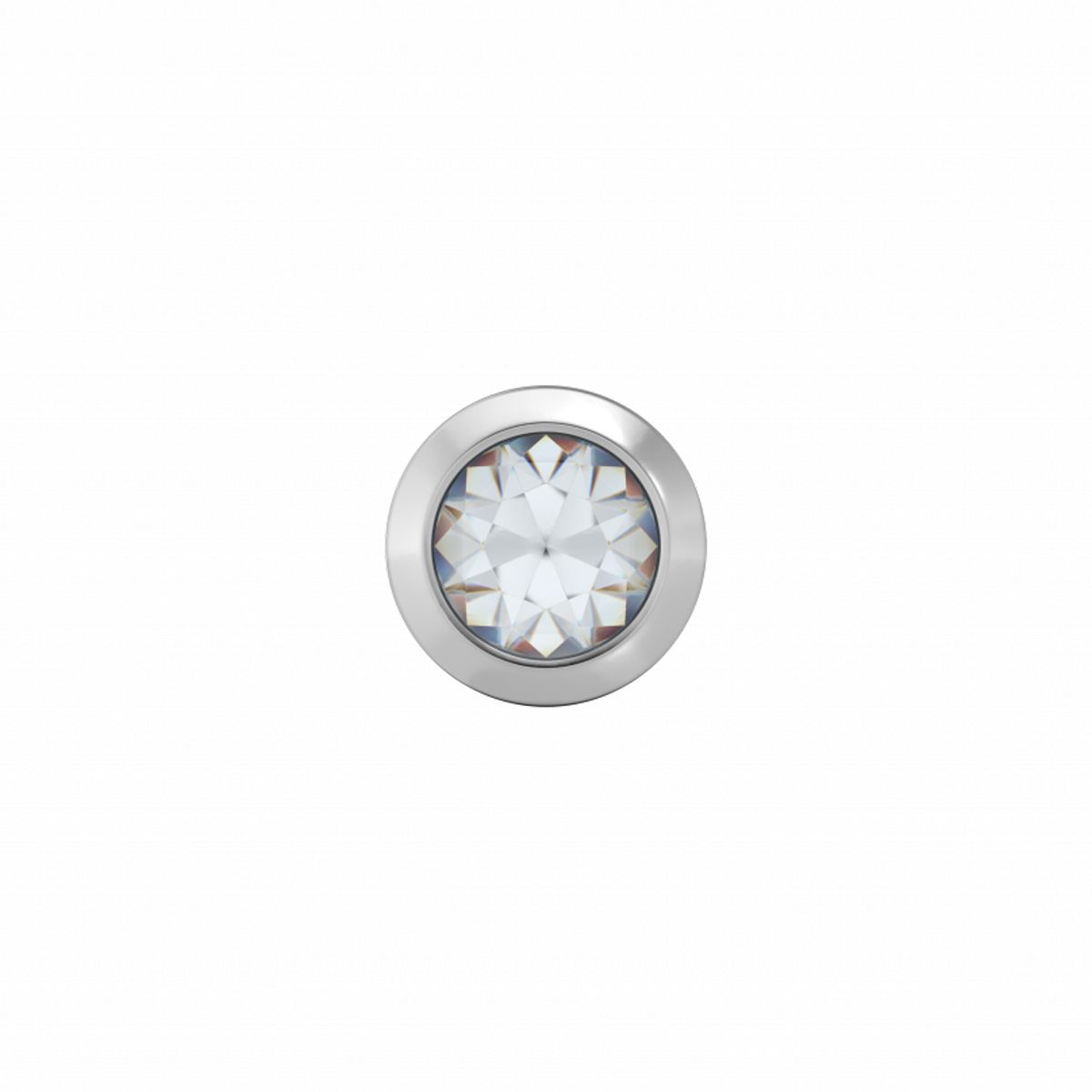 Boucles d'oreilles en acier avec une pierre blanche de 3,0 mm, finition brillante.