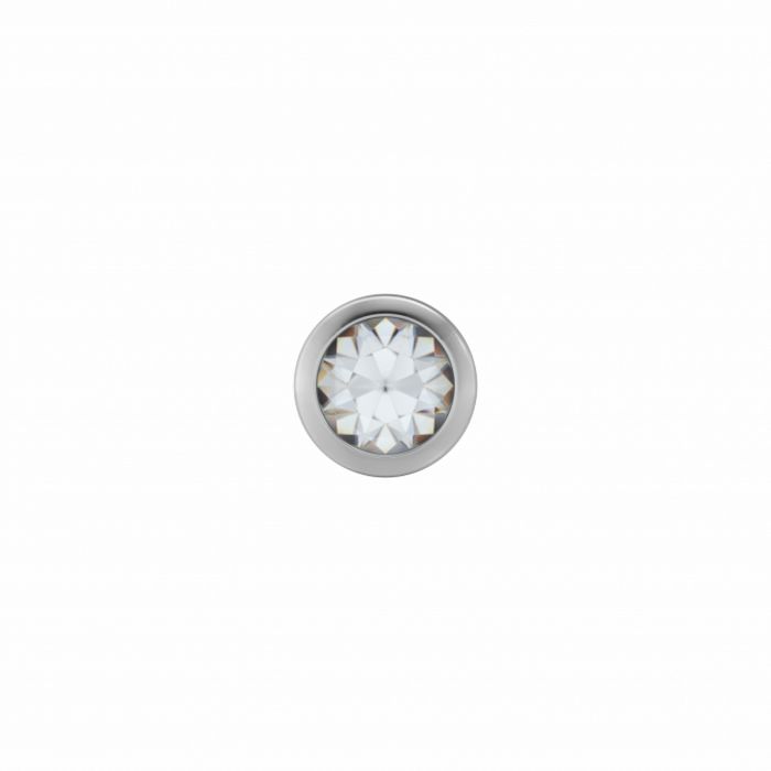 Boucles d'oreilles en acier avec pierre blanche de 2,0 mm, design simple et moderne.