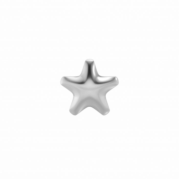 Boucle d'oreille en acier en forme d'étoile, finition lisse et brillante.